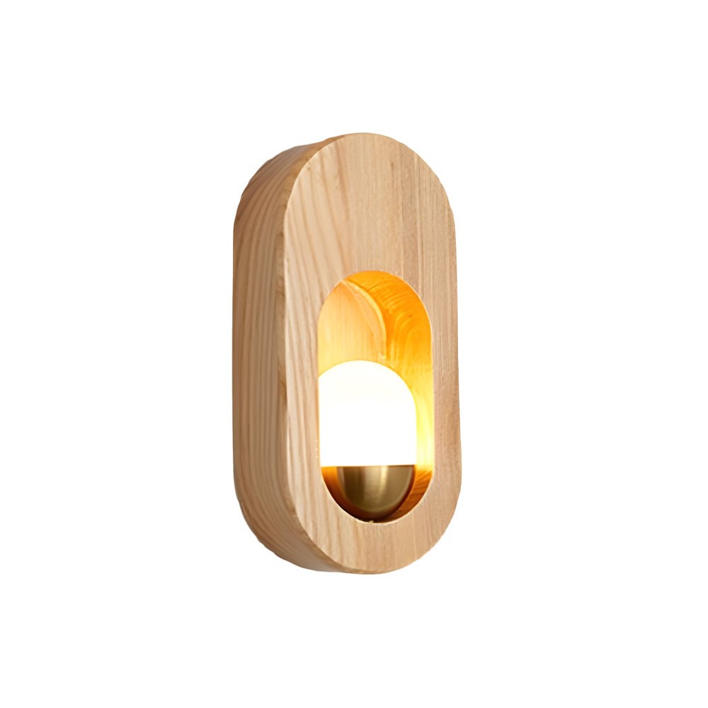 Modern Walnut Wood Oval Wall Sconce Light Fixture for Contemporary Spaces