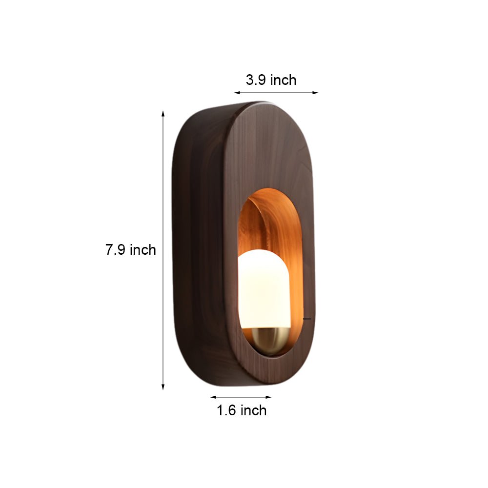 Modern Walnut Wood Oval Wall Sconce Light Fixture for Contemporary Spaces