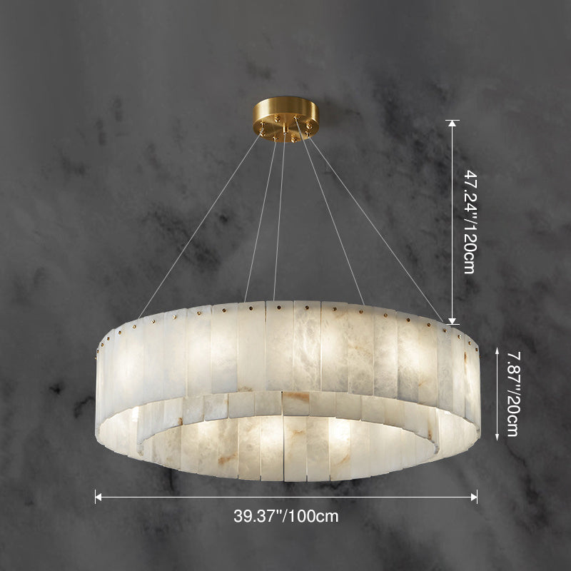 Modern Round Copper Stone Chandelier with 8/12/14 Lights for Living Room