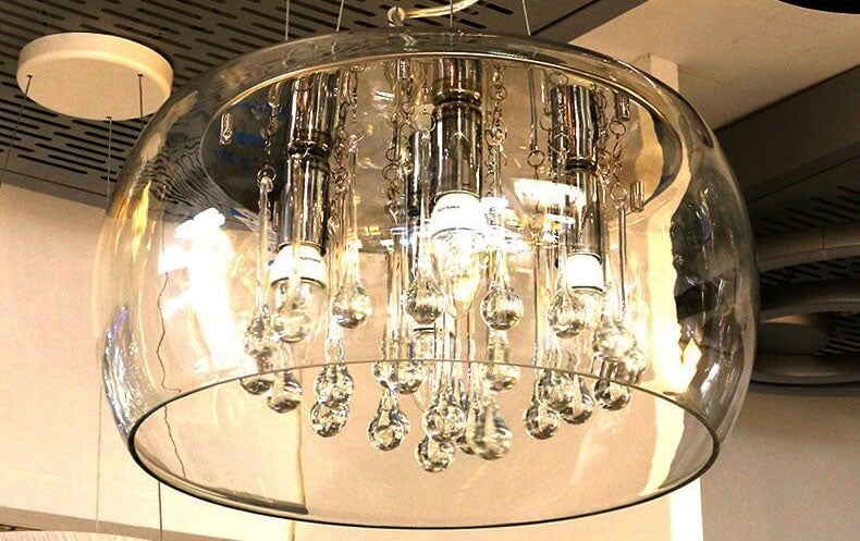 Modern Clear Glass Crystal Pendant Chandelier for Dining Room & Living Room