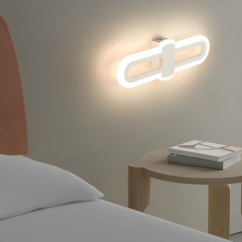 Modern White LED Rounded Rectangular Wall Sconce for Living Room