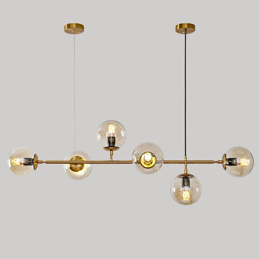Elegant Modern Minimalist 6-Light Glass Globe Chandelier for Dining Room