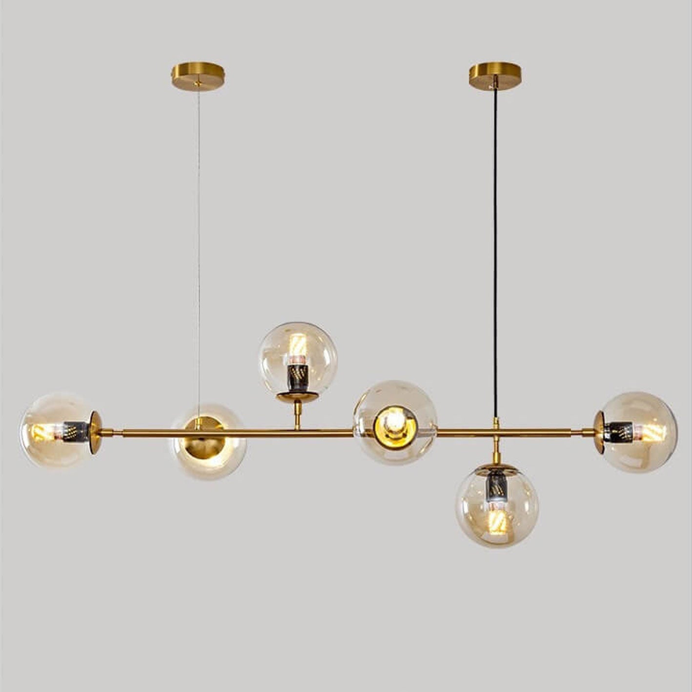 Elegant Modern Minimalist 6-Light Glass Globe Chandelier for Dining Room