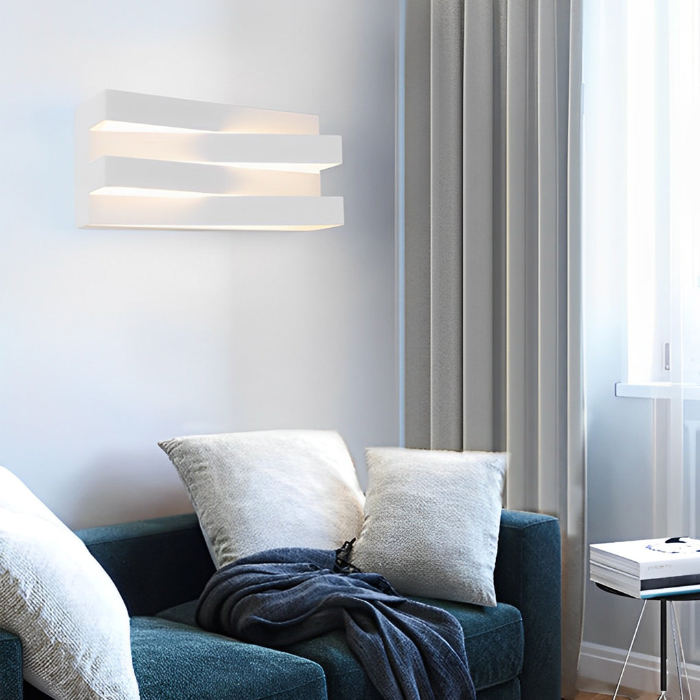 Modern White Geometric LED Wall Sconce Lamp for Living Room Decor