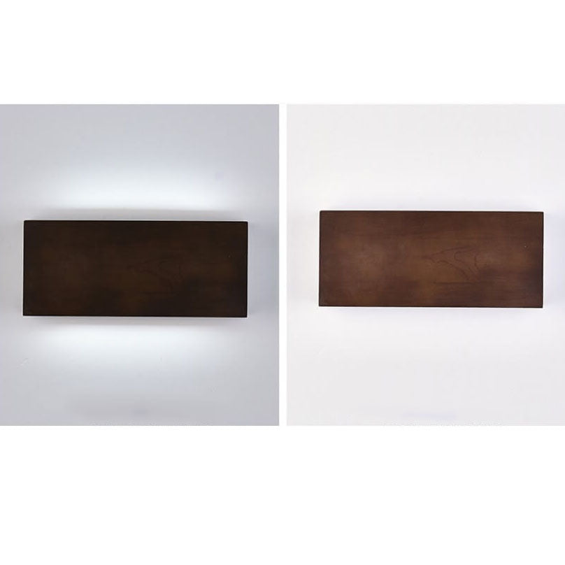 Wabi-Sabi Natural Wood Rectangular LED Wall Sconce for Rustic Decor