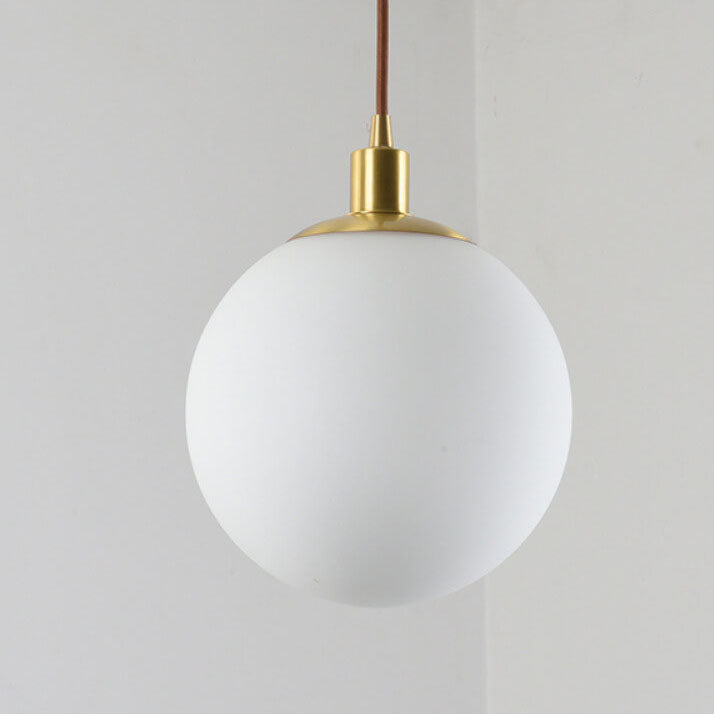 Modern White Orb 1-Light Pendant Fixture for Bedroom Nordic Minimalism