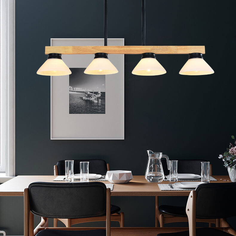 Nordic Pine Wood Cone Pendant Chandelier for Kitchen Island Lighting