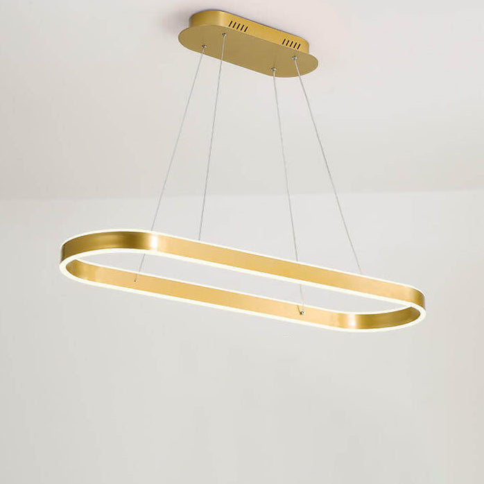 Sleek Oval Aluminum LED Chandelier - Modern Minimalist Fixture for Living Room