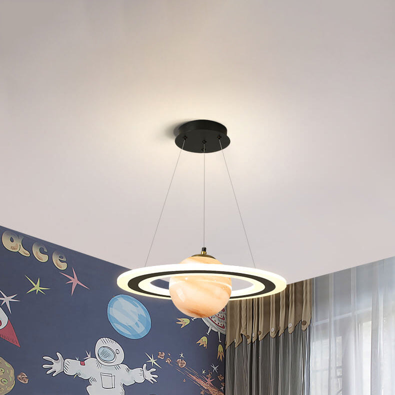 Contemporary Kids Planet Circle LED Chandelier for Playroom or Bedroom
