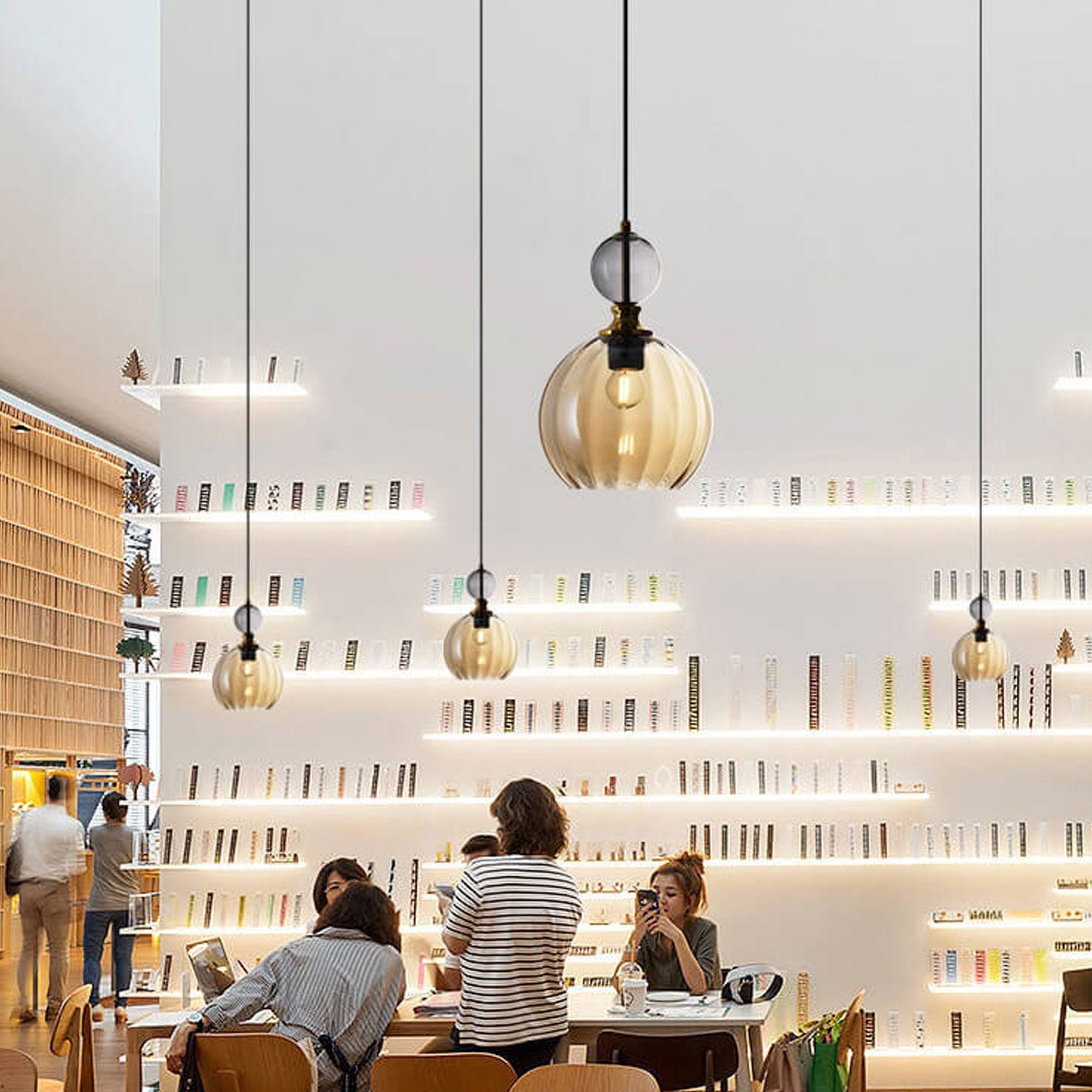 Creative Danish Striped Glass Round Chandelier for Modern Living Spaces