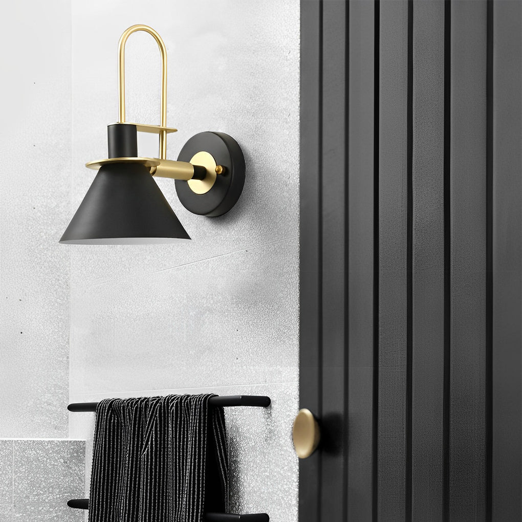 Modern Black Iron Horn-Shaped Wall Sconce for Living Room Decor