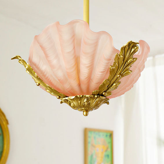 Elegant Brass and Glass 3/4 Light Shell Chandelier for Living Room