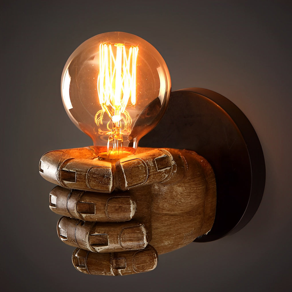 Retro Industrial Resin Hand Fist Wall Sconce Light Fixture for Home Decor