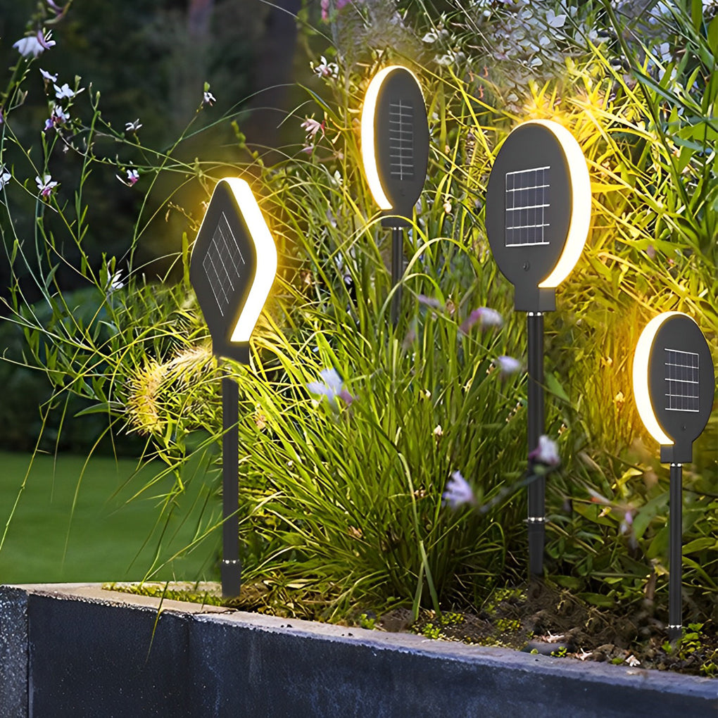 Contemporary Black Circular Solar LED Garden Light for Outdoor Spaces