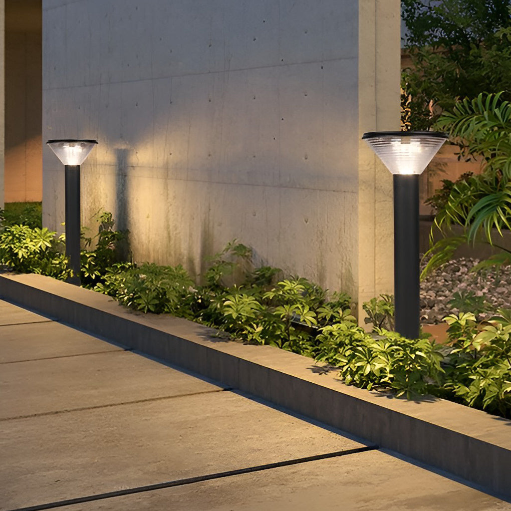 Sleek Black Cylindrical Solar LED Pathway Light for Outdoor Gardens