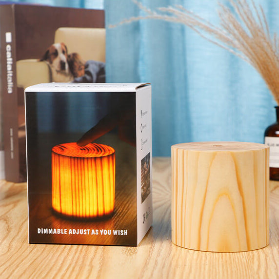 Natural Wood LED Touch Control Night Light Table Lamp for Bedroom Decor