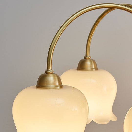 Vintage Floral Copper Glass Chandelier Light Fixture for Elegant Living Room