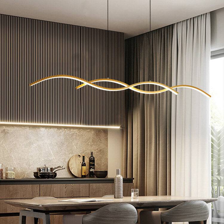 Nordic Minimalist LED Chandelier with Wave Design for Dining Room