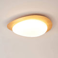 Nordic Oak Wood Grain Pebble LED Flush Mount Light for Living Room