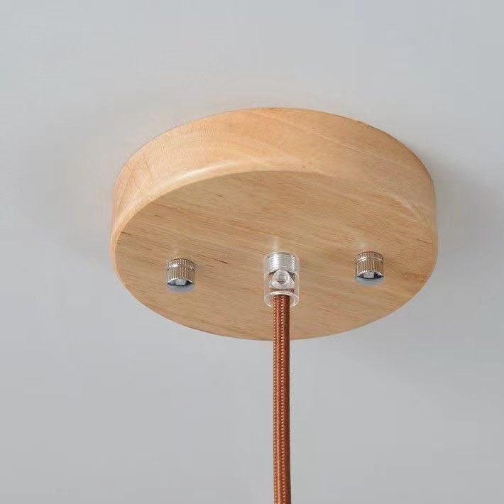 Rustic Japanese Wooden Strip Pendant Light for Living Room Island Lighting