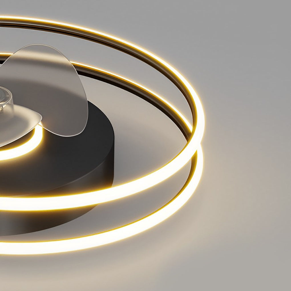 Modern White Bladeless LED Ceiling Fan Light for Living Room, Bedroom