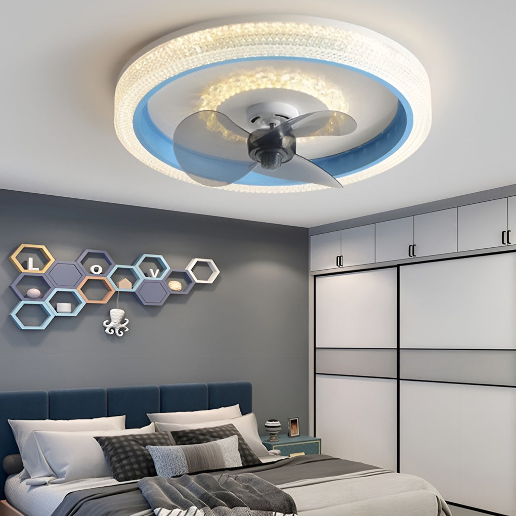 Muted Round 360° Rotatable LED Ceiling Fan Light for Modern Spaces