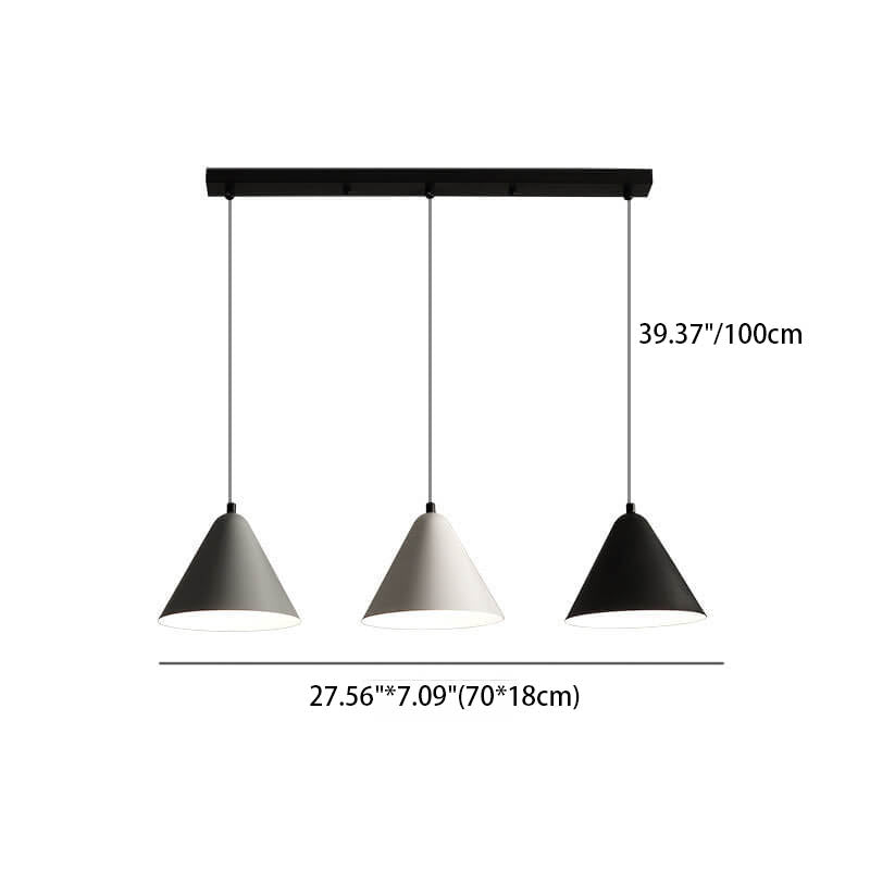 Nordic Black Wrought Iron 3-Light Horn Chandelier for Dining Room