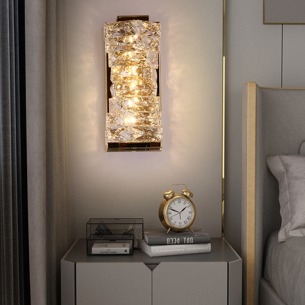 Modern Crystal LED Wall Sconce Light with Three Dimming Levels for Living Room