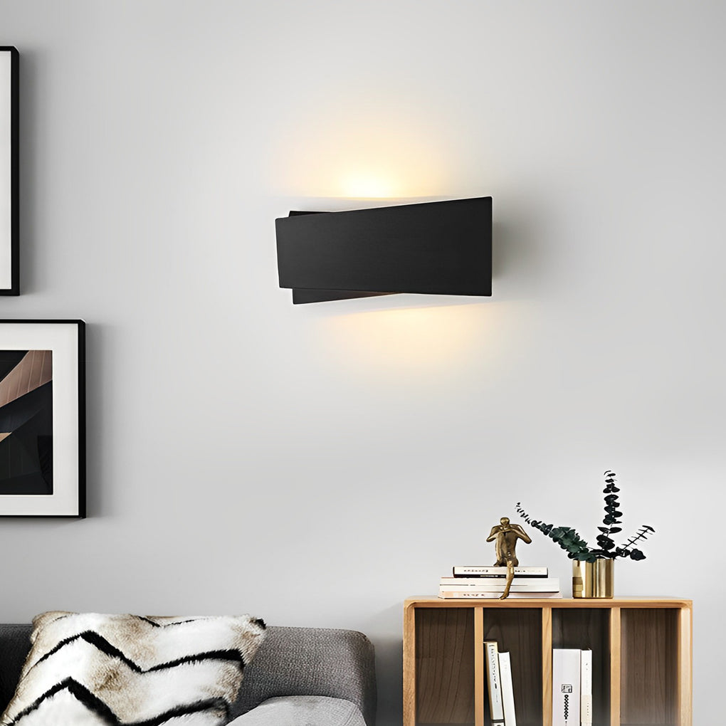 Modern Black Iron Folding Rectangular LED Wall Lamp for Living Spaces