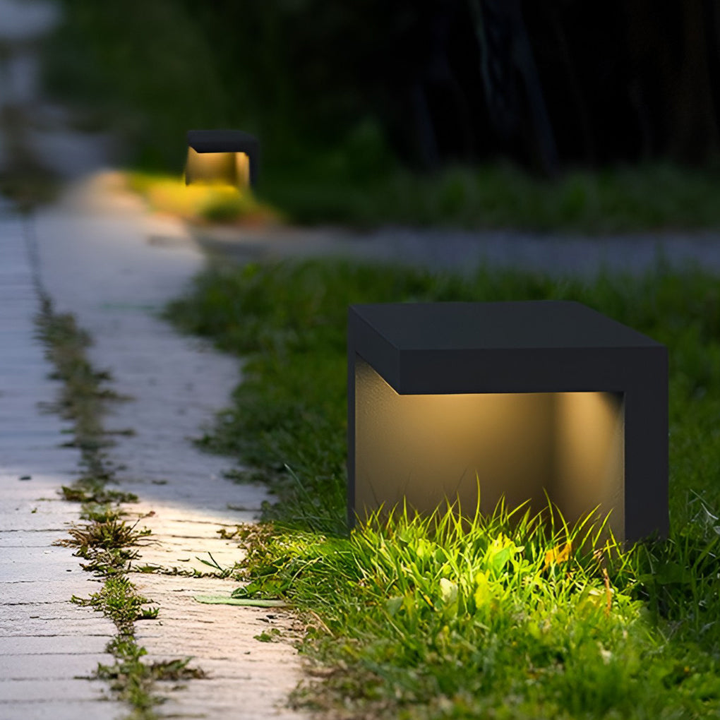 Modern Gray LED Half-Cut Rectangular Outdoor Path Light - IP54 Waterproof