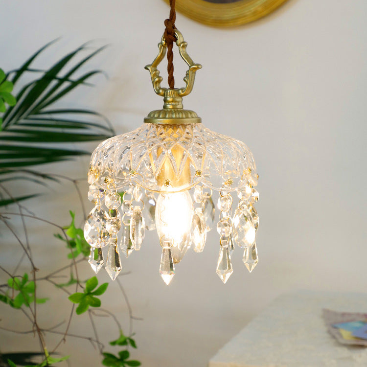 Elegant Vintage Floral Crystal Pendant Light Fixture for Dining Room