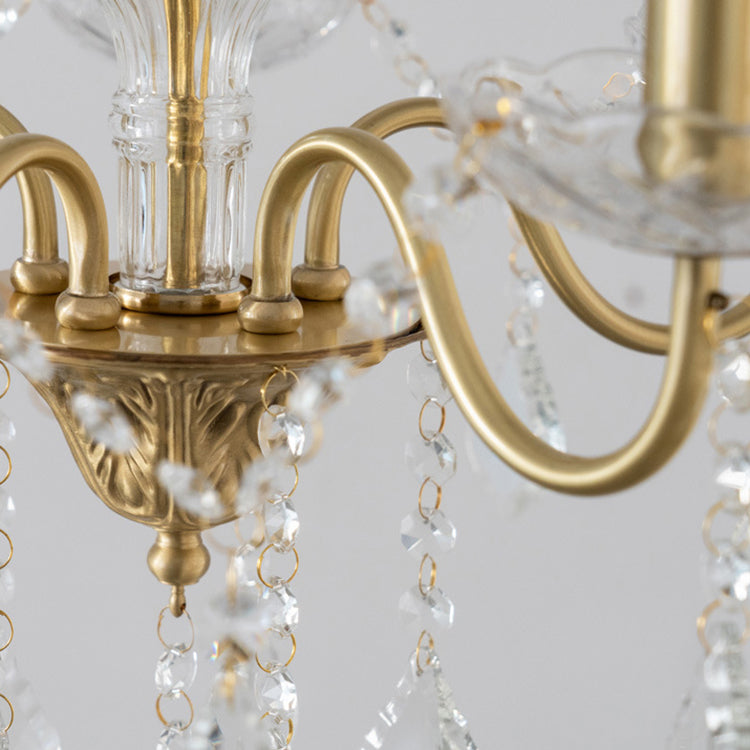 Elegant Brass and Crystal 5/6/8-Light French Candelabra Chandelier for Living Room
