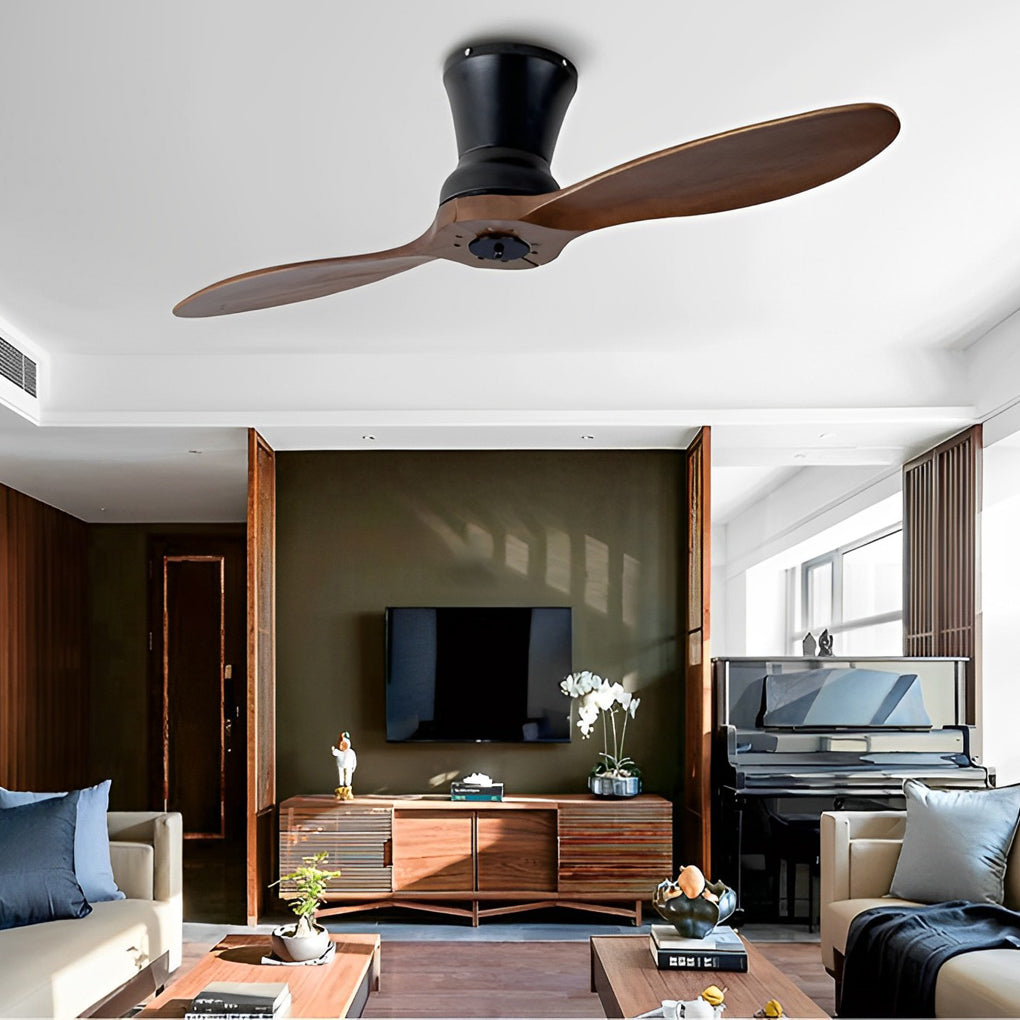 Modern Wood 18W Dimmable LED Ceiling Fan with Remote - Ideal for Living Rooms