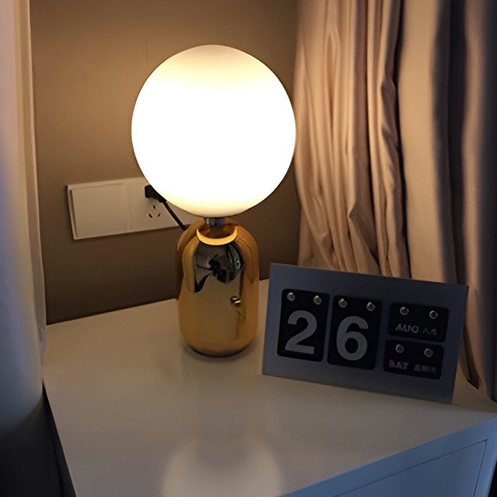 Contemporary Clear Glass LED Accent Ball Table Lamp for Living Room