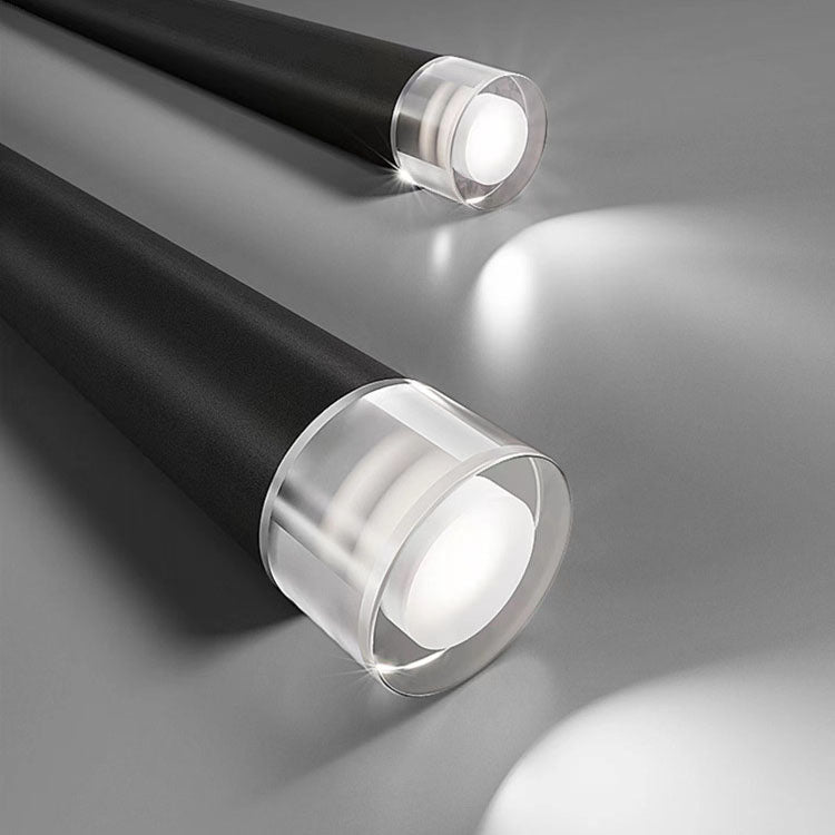 Sleek Black Tapered Tube Acrylic LED Chandelier for Kitchen Island Lighting