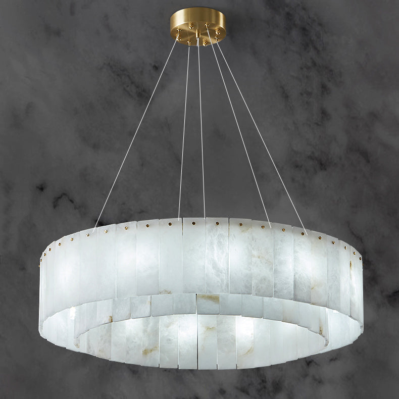Modern Round Copper Stone Chandelier with 8/12/14 Lights for Living Room