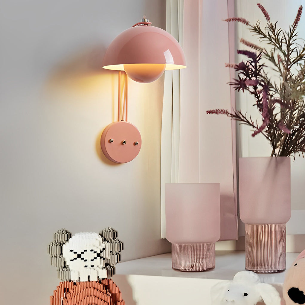 Nordic White Circular Three-Step Dimming Round Wall Sconce for Living Room