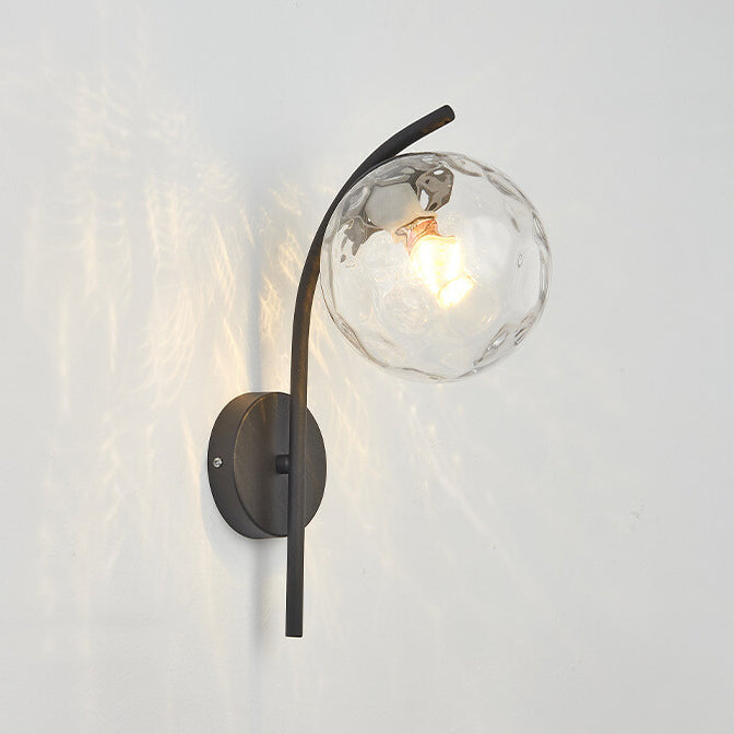 Nordic Arc Brass Glass Globe 1-Light Wall Sconce for Modern Interiors