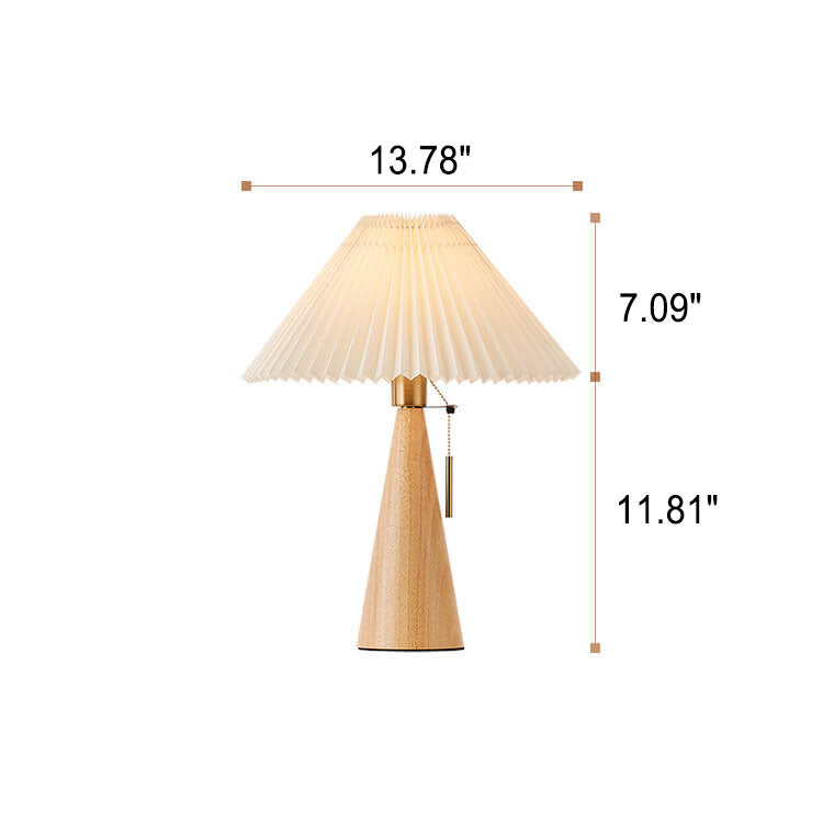 Vintage Japanese Minimalist Pleated Wood LED Table Lamp for Living Room