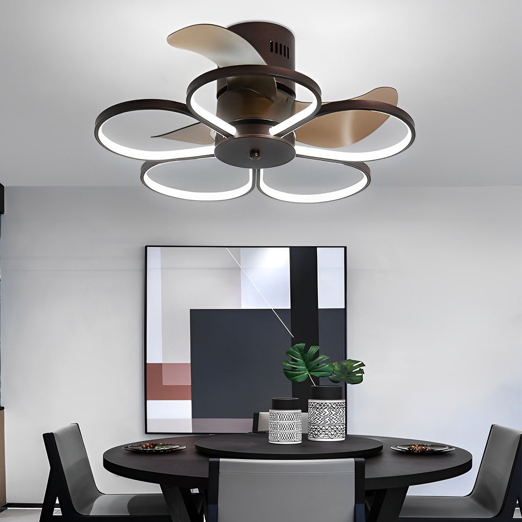 Modern White Bladeless LED Ceiling Fan with Dimmable Light for Living Room