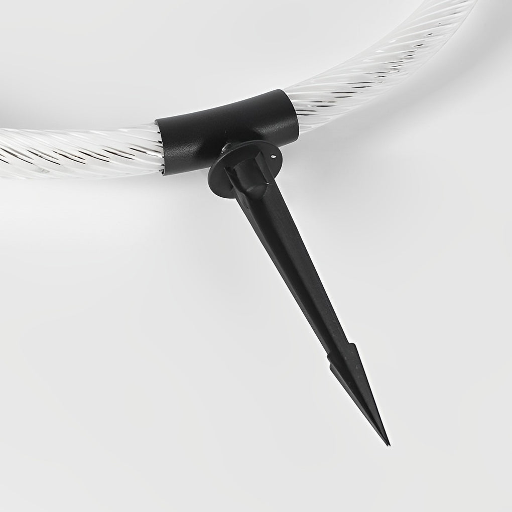 Modern Sleek Black Waterproof LED Ring Lawn Lamp for Outdoor Landscape