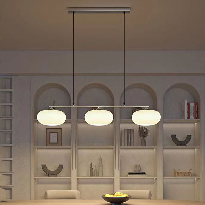 Modern Minimalist Persimmon Glass 3-Light Iron Chandelier for Dining Room