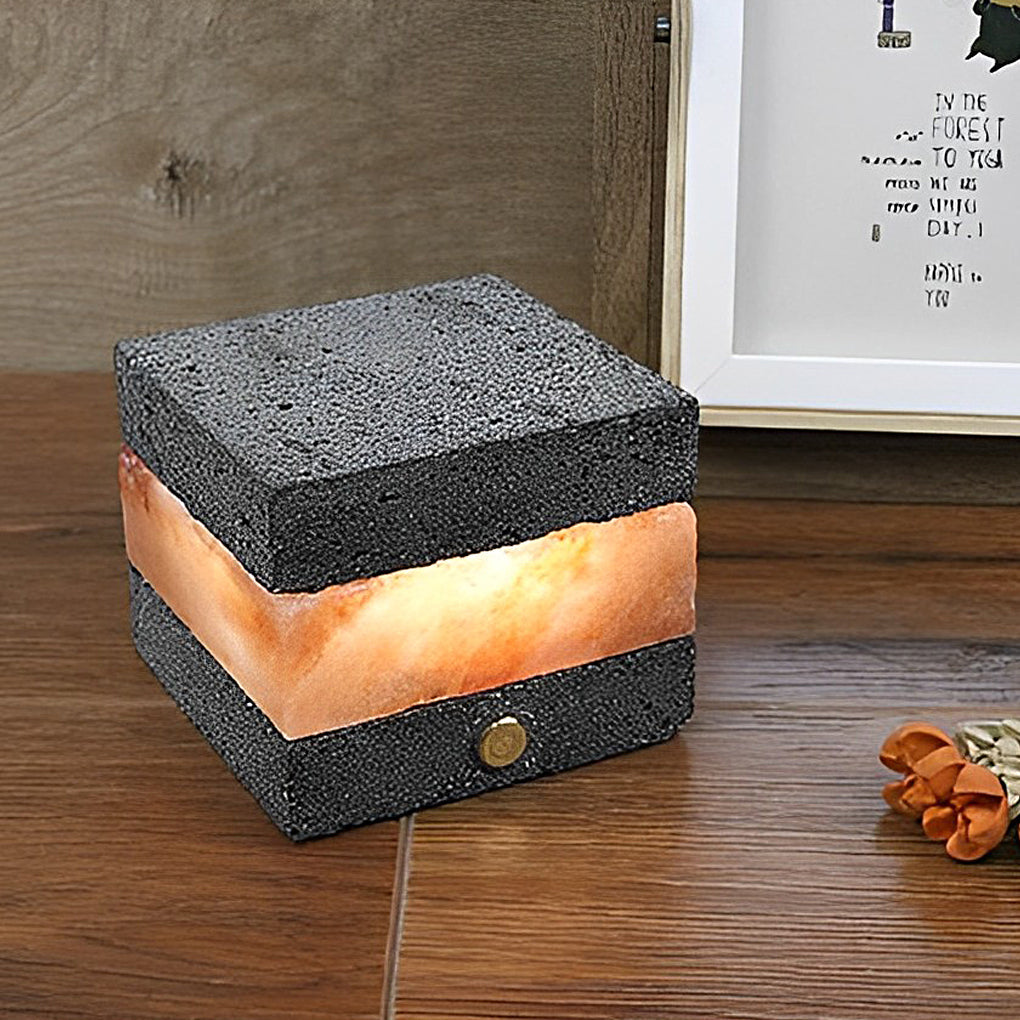 Rustic Volcanic Brick Mini Cordless Table Lamp for Bedroom or Office