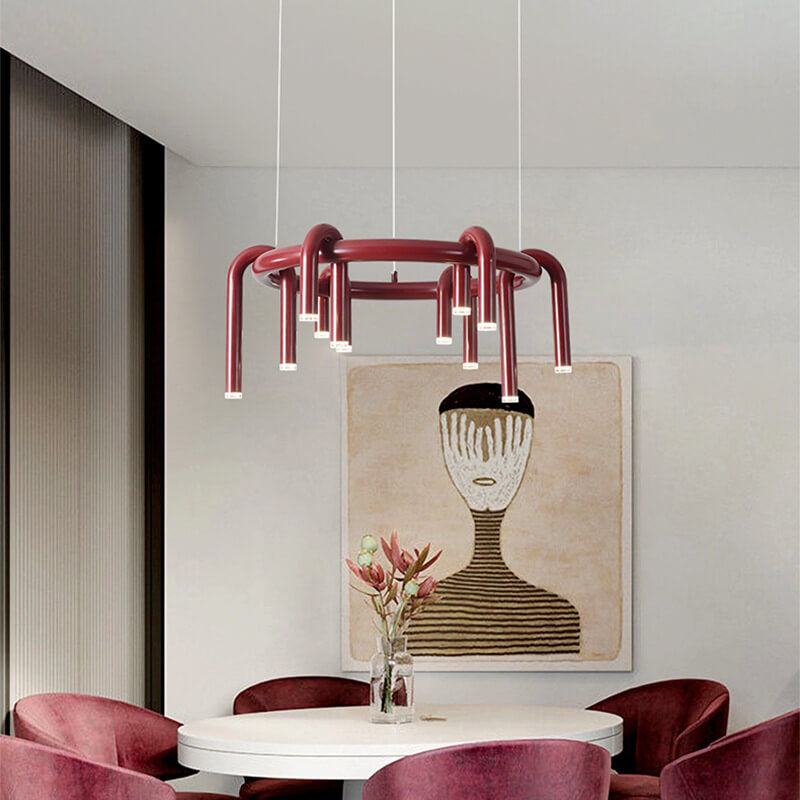 Modern Geometric Iron LED Chandelier for Stylish Living Room Decor