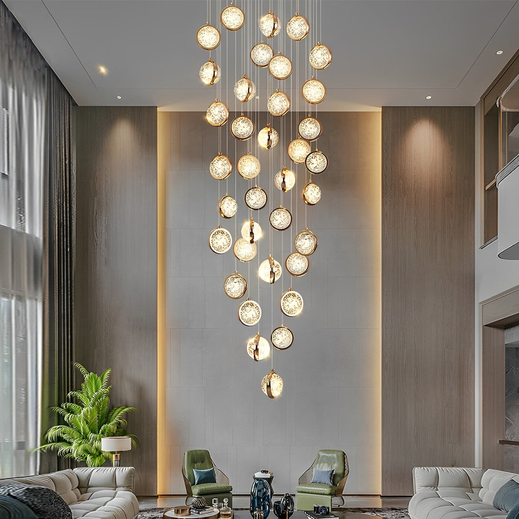 Adjustable Modern Crystal Cluster Chandelier for Luxury Staircase Lighting