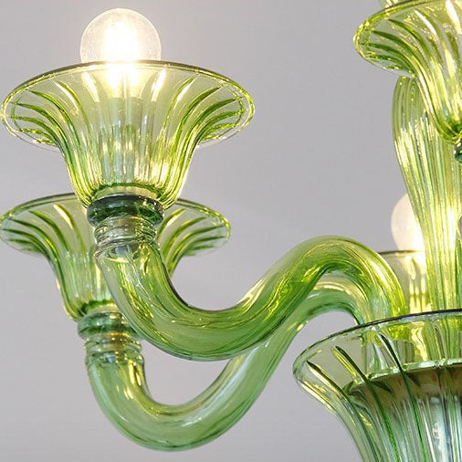 Elegant Iron and Glass 6-Light French Candelabra Chandelier for Living Room