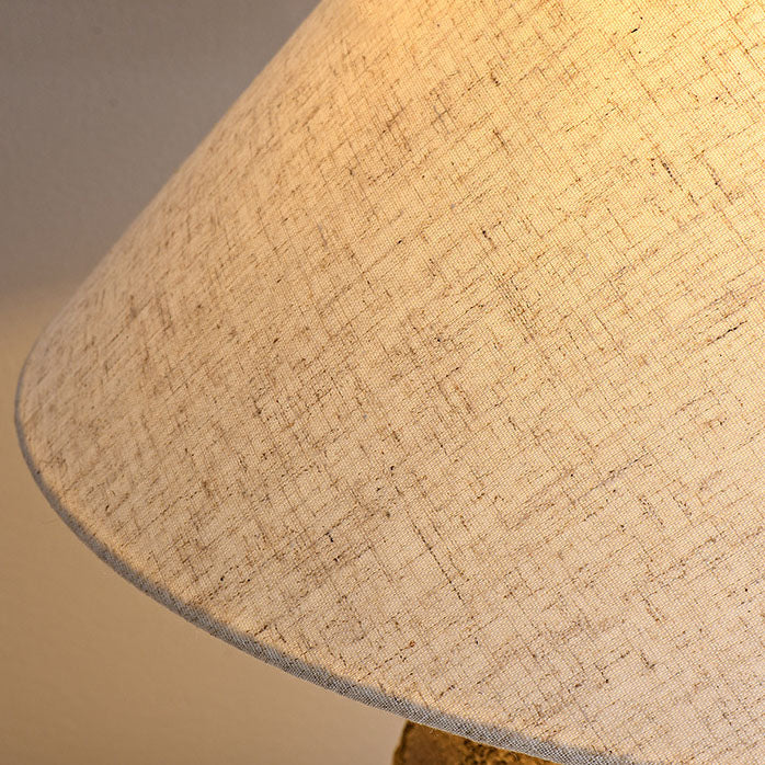 Rustic Shabby Chic Cone Fabric & Ceramic Table Lamp for Bedroom Decor