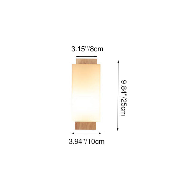 Contemporary Clear Glass & Wood Square Wall Sconce for Living Room