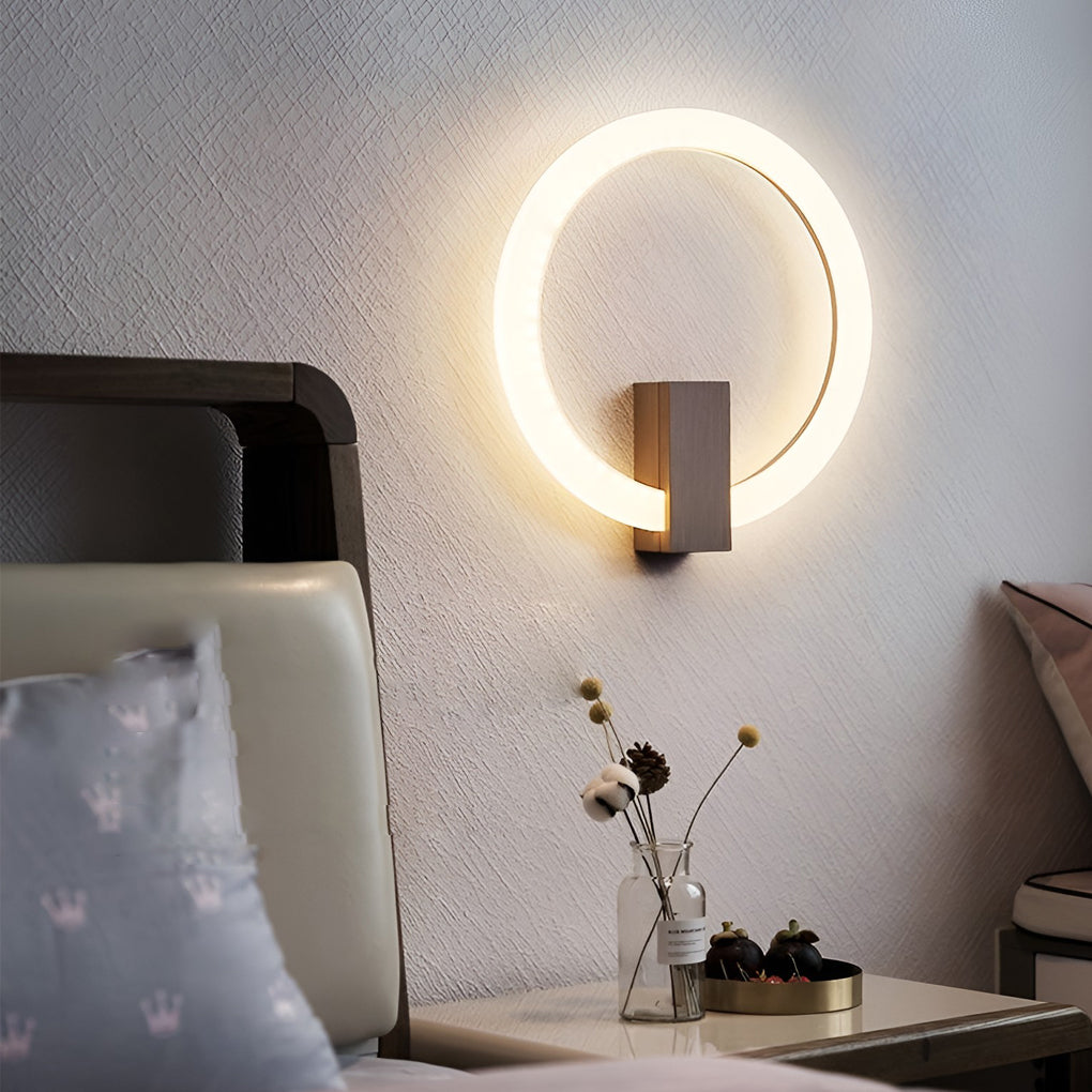 Modern Circle Dimmable LED Wall Sconce Light Fixture for Bedroom Decor