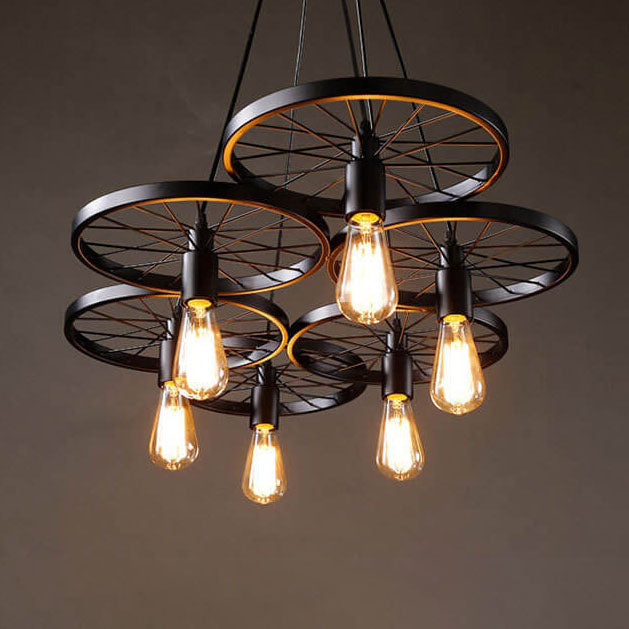 Vintage Industrial Wrought Iron 1/3/6-Light Chandelier for Loft Spaces